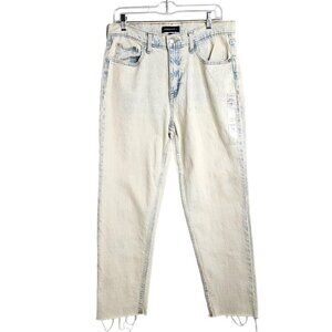 NWT Women's AEROPOSTALE High Rise Mom Jeans ACID WASH BLUE size 12 Raw Hems Chic
